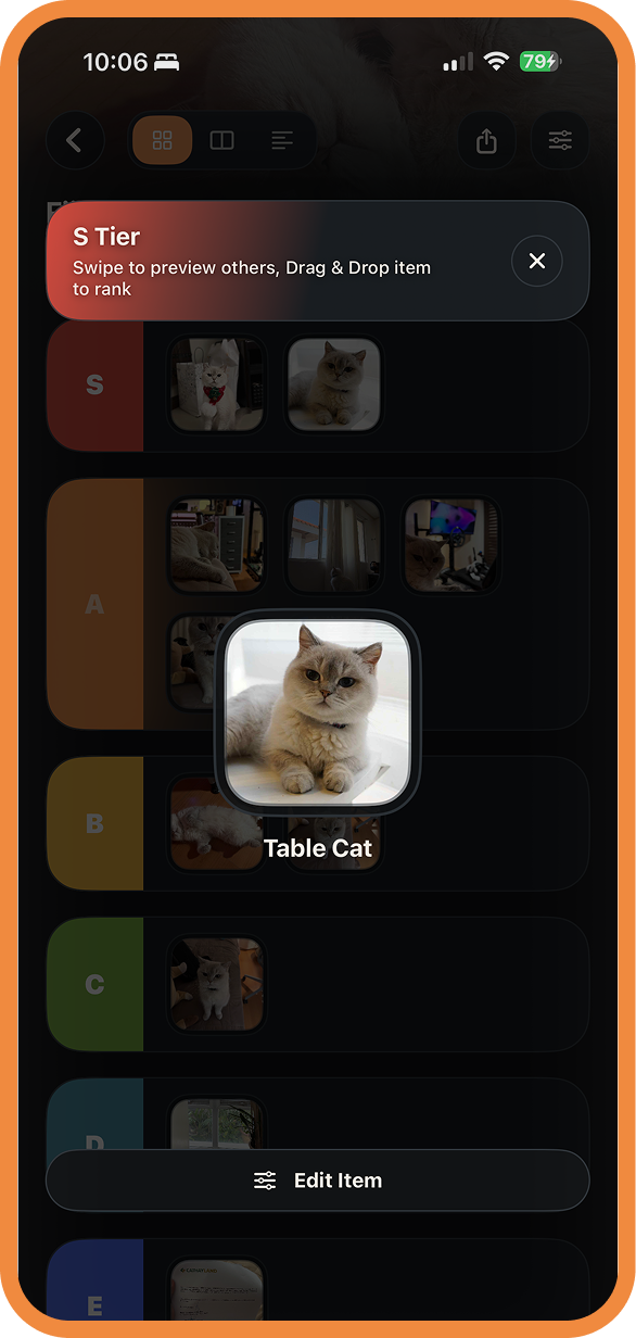 TierListr tier list maker app preview